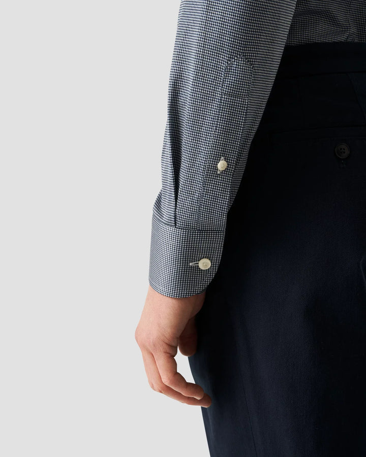 Dark Blue Micro Check King Knit Slim Fit Shirt - ETON