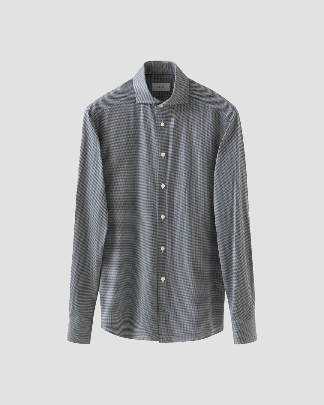Dark Blue Micro Check King Knit Slim Fit Shirt - ETON