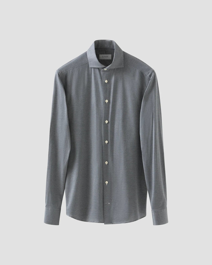 Dark Blue Micro Check King Knit Slim Fit Shirt - ETON