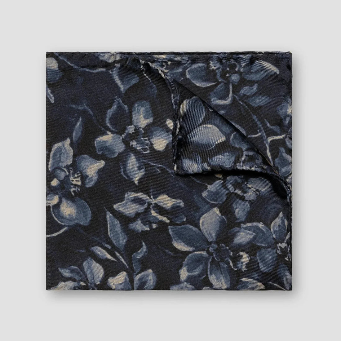 Dark Gray Floral Silk Pocket Square - ETON
