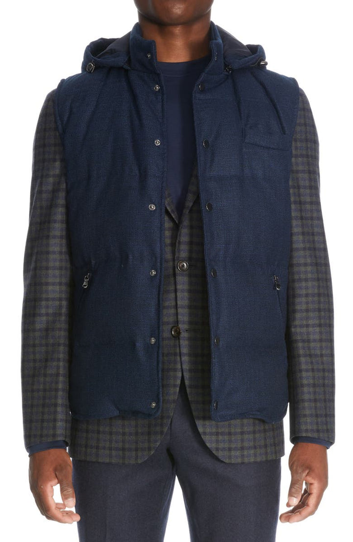 Blue Barker Vitale Barberis Vest with Hood - Jack Victor - Boutique Jacques Last Call