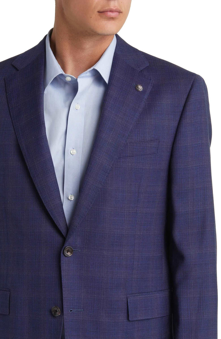 Blue Check Esprit Modern Fit Loro Piana Wool Suit - Jack Victor