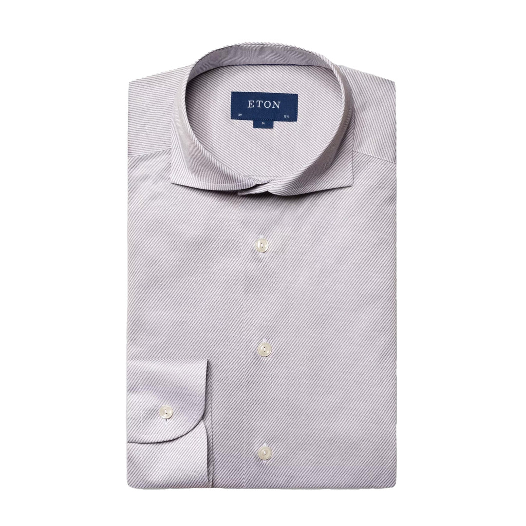 Gray King Knit Stretch Slim Fit Dress Shirt - ETON