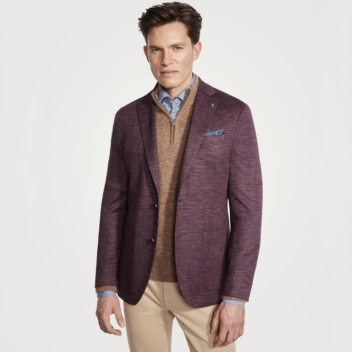 Cranberry Comfortwear Knit Hartford Contemporary Fit Unconstructed Sport Coat - Jack Victor