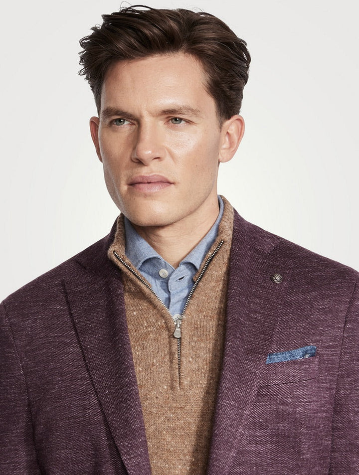Cranberry Comfortwear Knit Hartford Contemporary Fit Unconstructed Sport Coat - Jack Victor