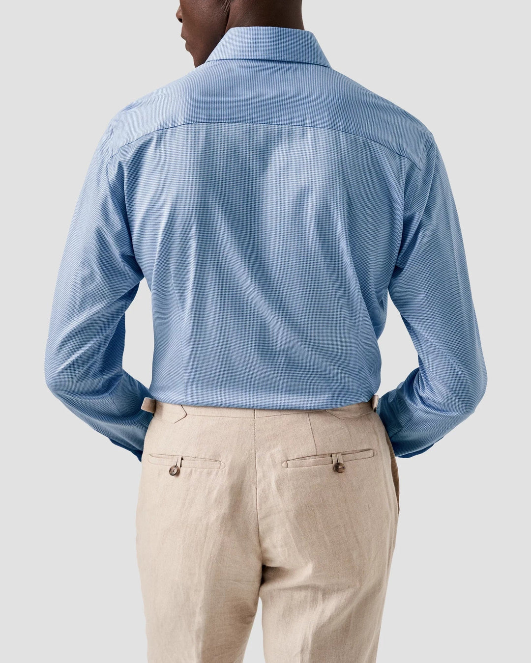 Light Blue Micro Check King Knit Slim Fit Shirt - ETON