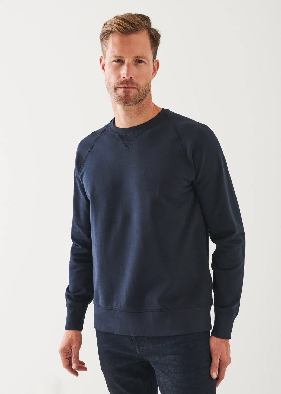 Midnight Blue Pima Stretch Fleece Crewneck - Patrick Assaraf - Boutique Jacques Last Call