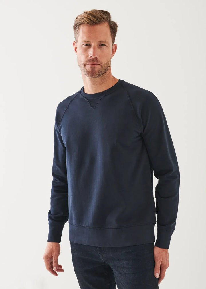 Midnight Blue Pima Stretch Fleece Crewneck - Patrick Assaraf - Boutique Jacques Last Call