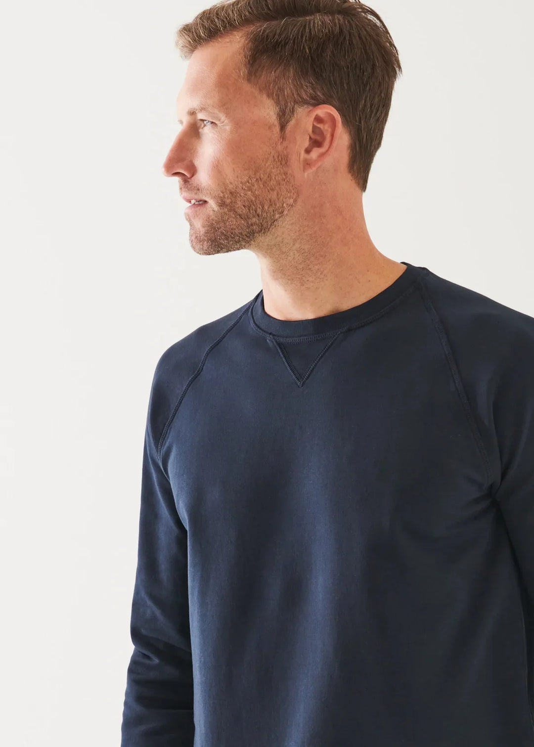 Midnight Blue Pima Stretch Fleece Crewneck - Patrick Assaraf - Boutique Jacques Last Call