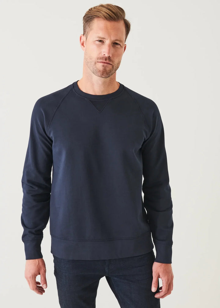Midnight Blue Pima Stretch Fleece Crewneck - Patrick Assaraf - Boutique Jacques Last Call