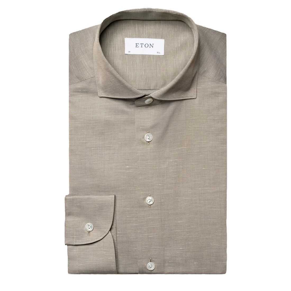 Green Solid Cotton-Linen Slim Fit Shirt - ETON