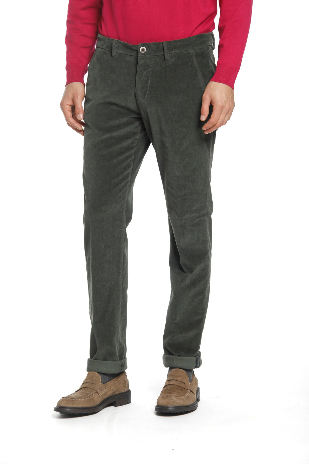 Forest Green Baby Cord Slim Fit Stretch Chino - Mason's - Boutique Jacques Last Call