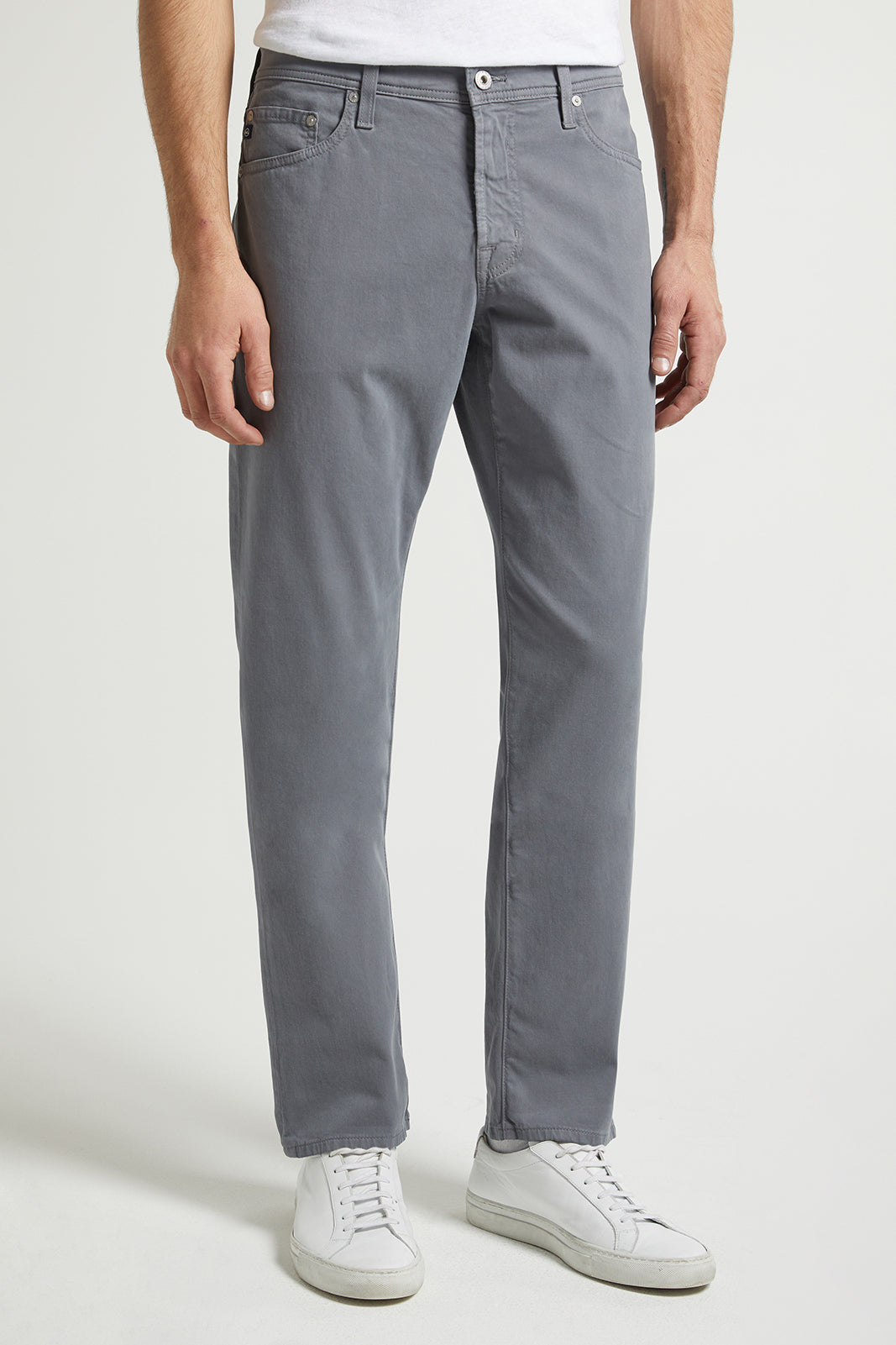 Autumn Fog Grey Sueded Tellis Modern Slim Fit Pants - AG Jeans