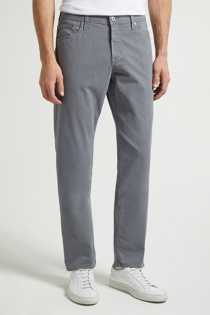 Autumn Fog Grey Sueded Tellis Modern Slim Fit Pants - AG Jeans
