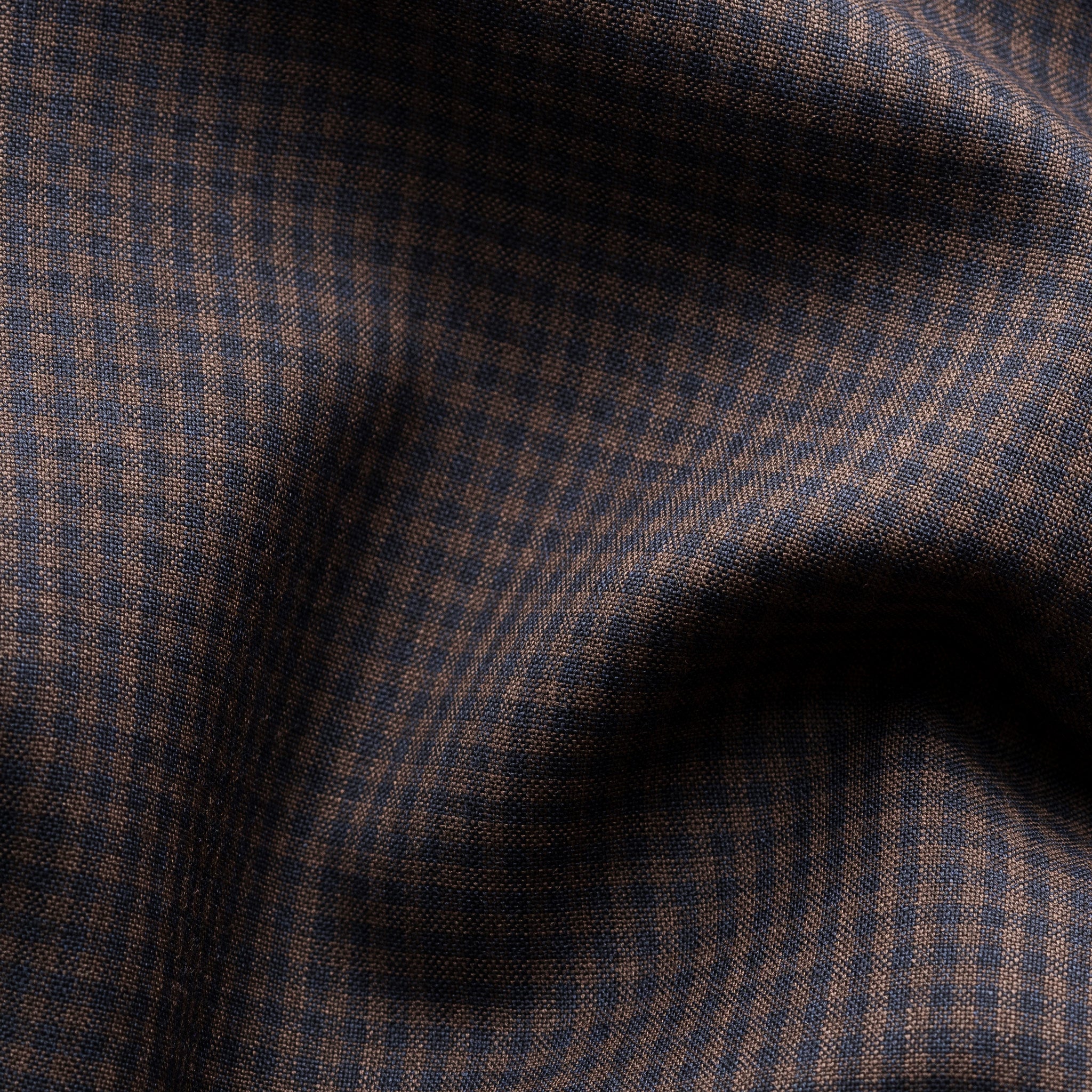Dark Brown Micro Check Merino Wool Slim Fit Shirt - ETON