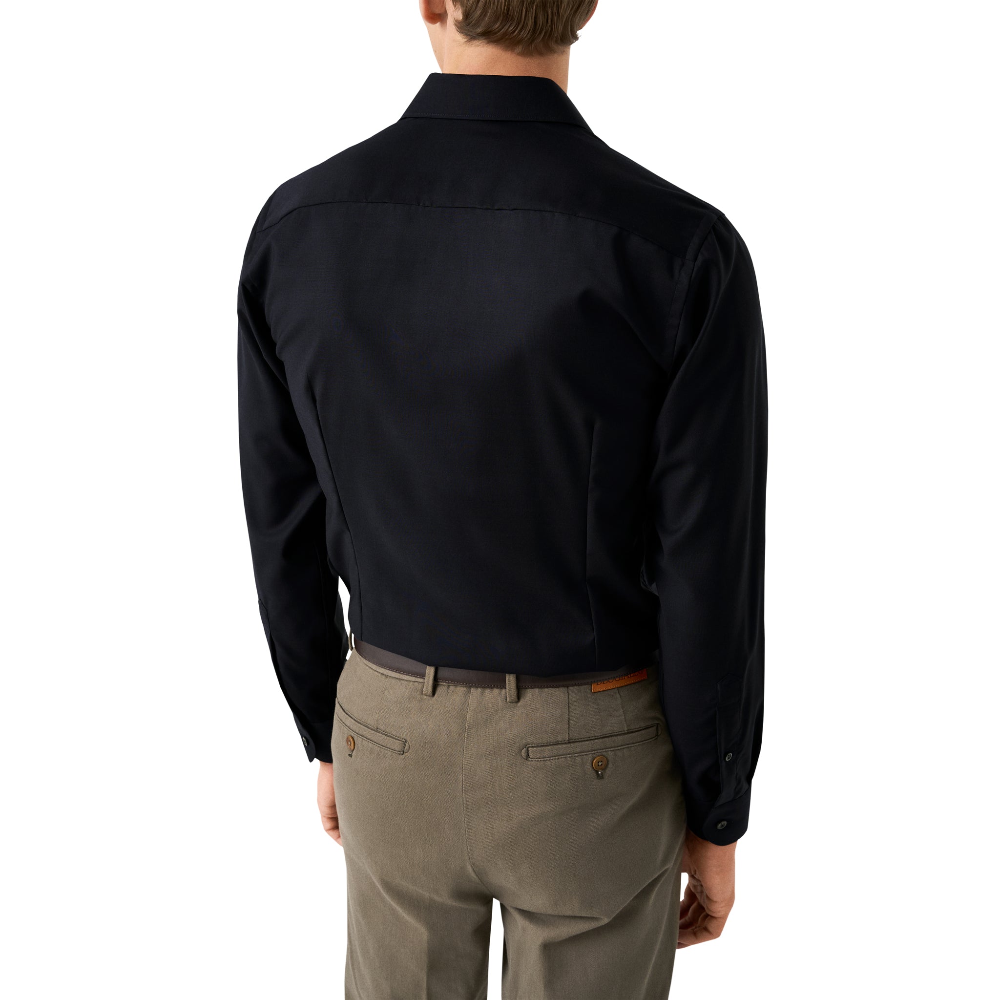 Midnight Blue Solid Merino Cashmere Slim Fit Shirt - ETON