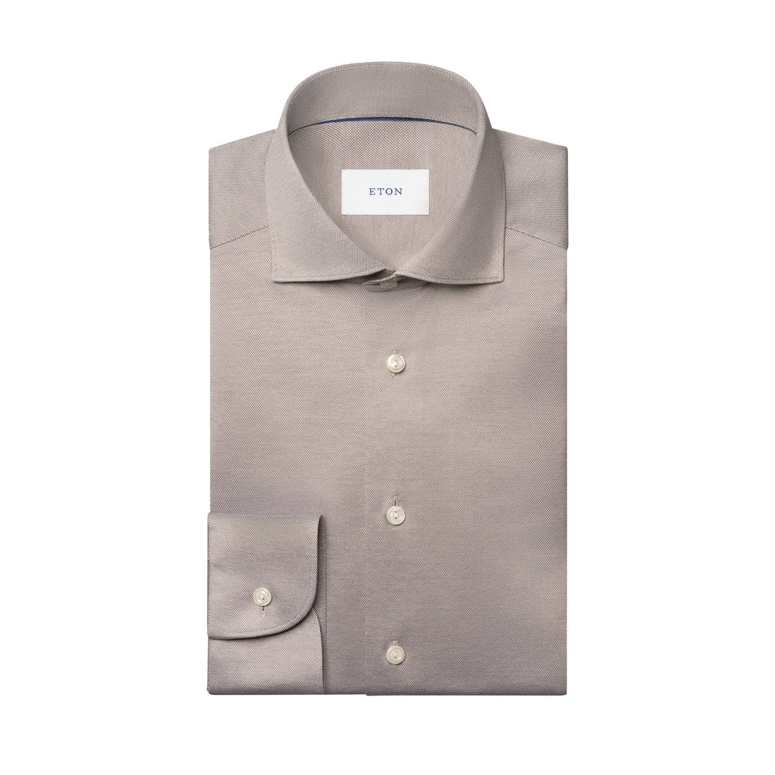 Beige Filo Di Scozia Cotton Knit Slim Fit Casual Shirt - ETON