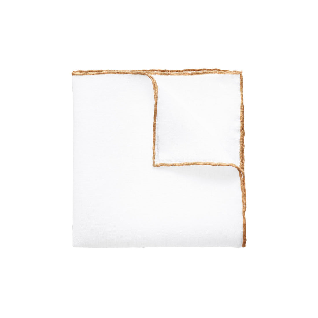 White with Beige Detail Linen Pocket Square - ETON