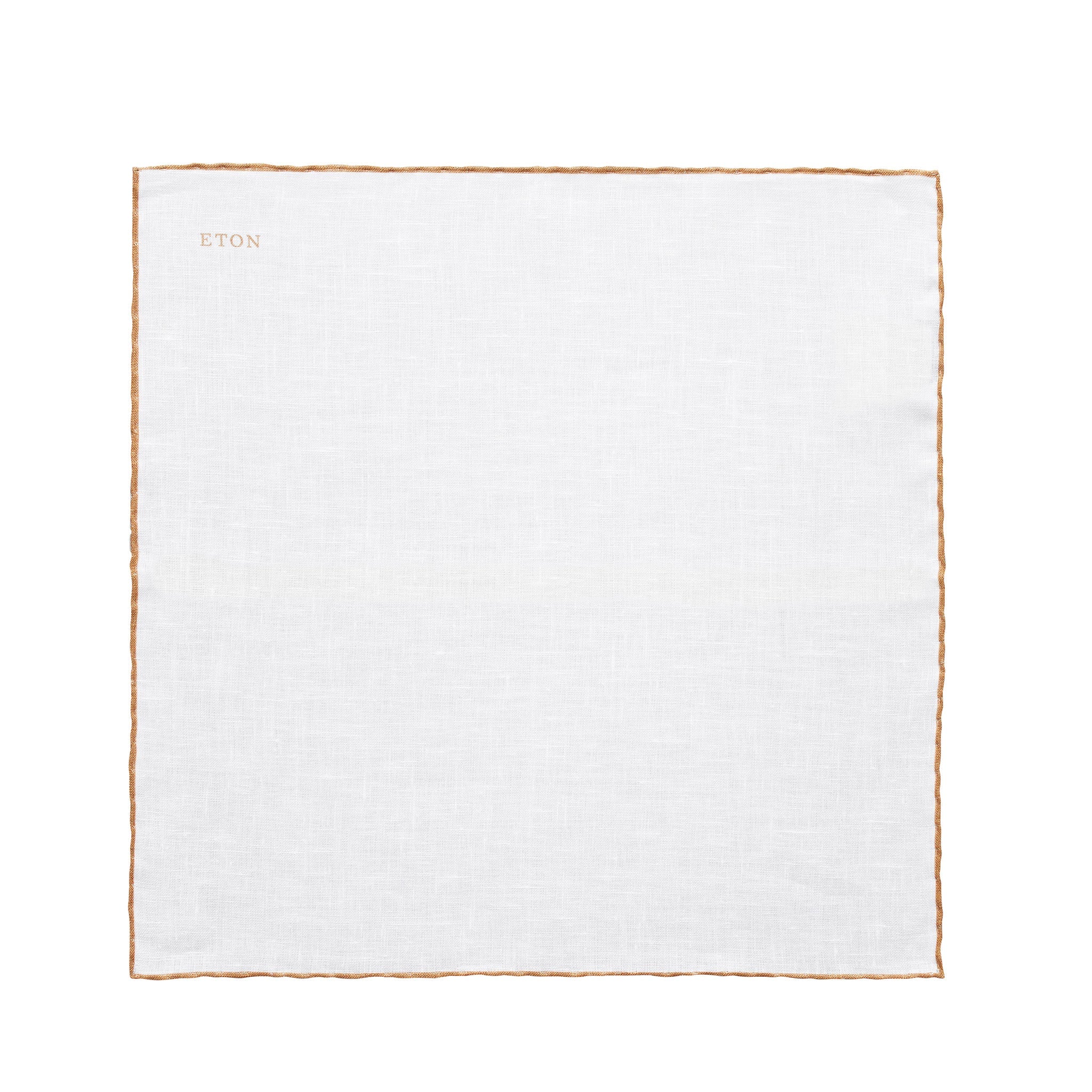 White with Beige Detail Linen Pocket Square - ETON