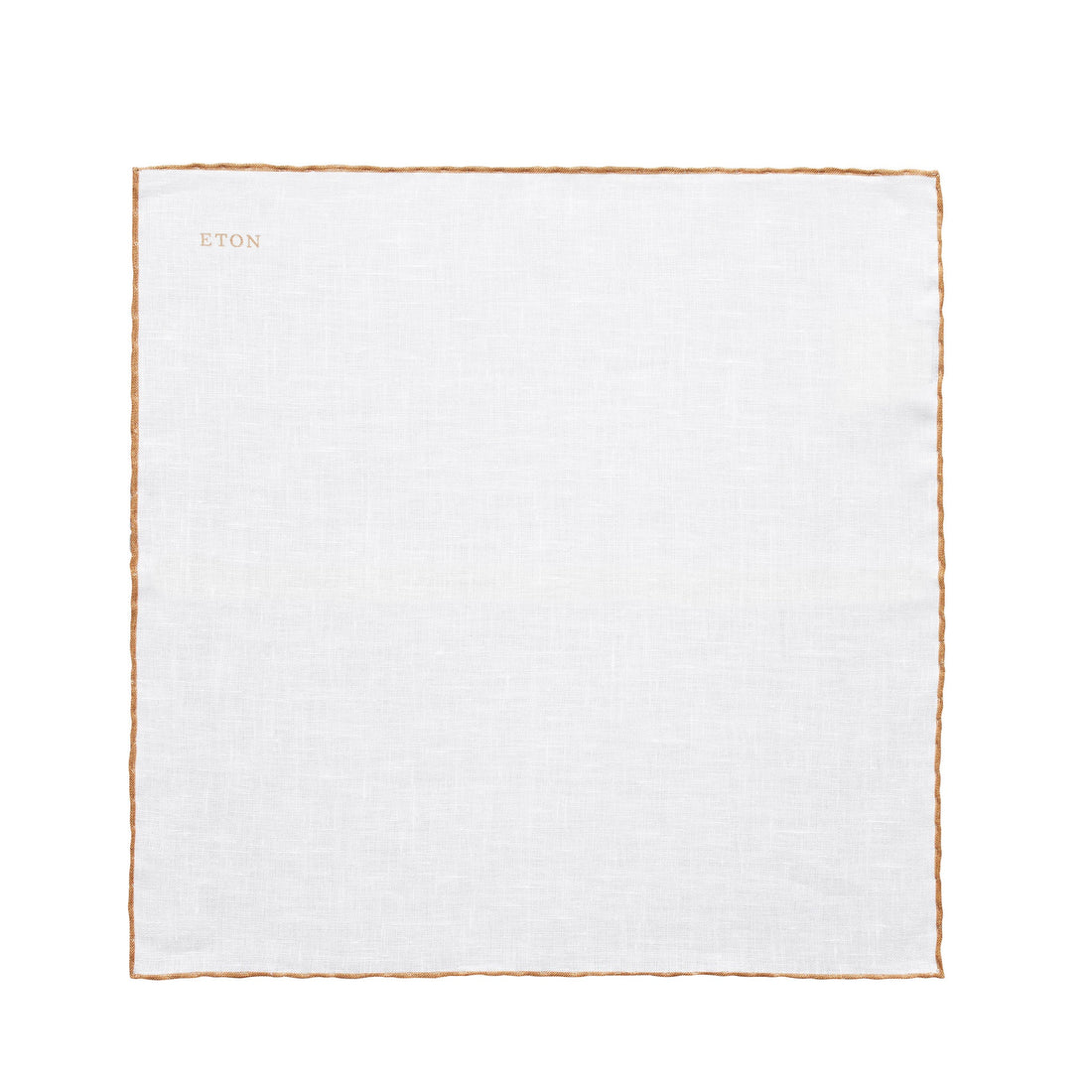 White with Beige Detail Linen Pocket Square - ETON